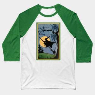 Vintage Look Halloween Flying Witch Baseball T-Shirt